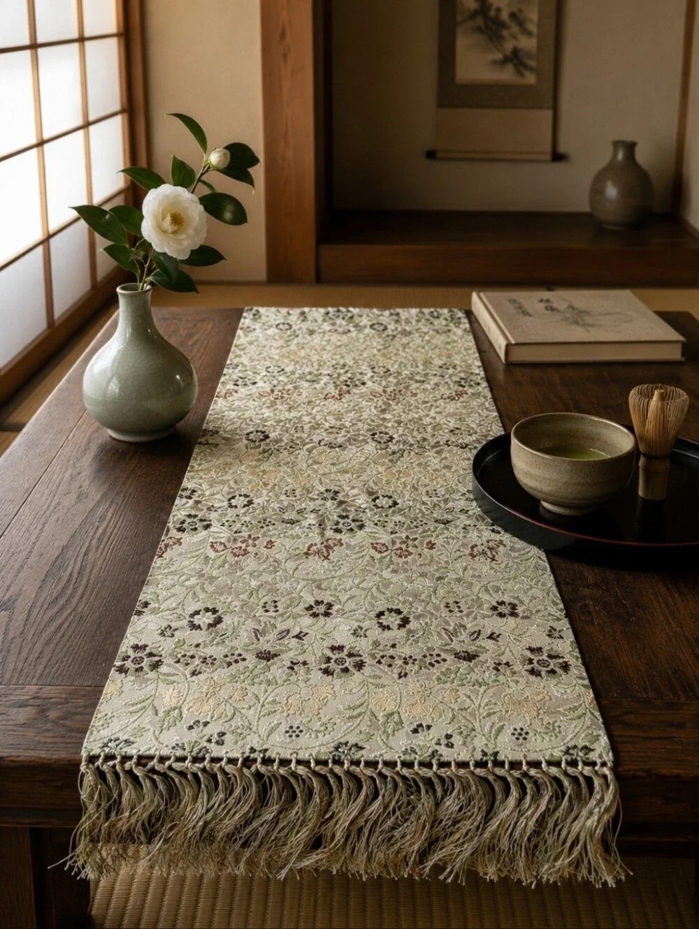 Authentic Tatsumura Kyoto Silk Brocade Table Runner | Historic Japanese Textile